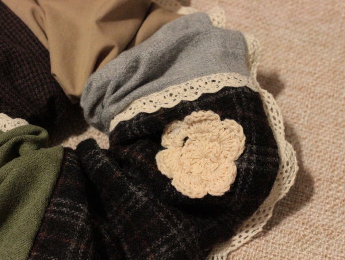 핸드메이드 빈티지 업사이클링 패치워크 스크런치 상품이미지4