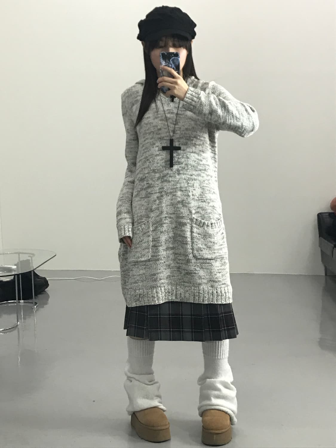 Uniqlo Knit Hoodie Midi Onepiece 상품이미지1