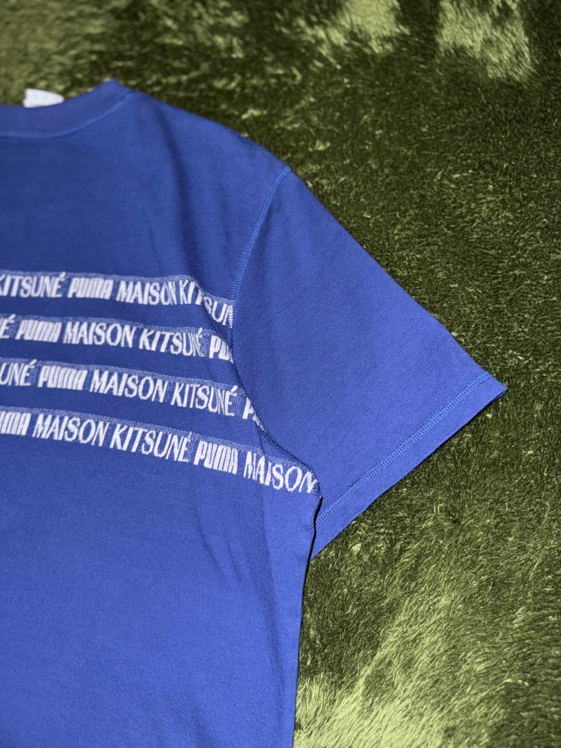 [XL] 푸마 X 메종 키츠네 콜라보 자카드 티셔츠 블루 상품이미지9
