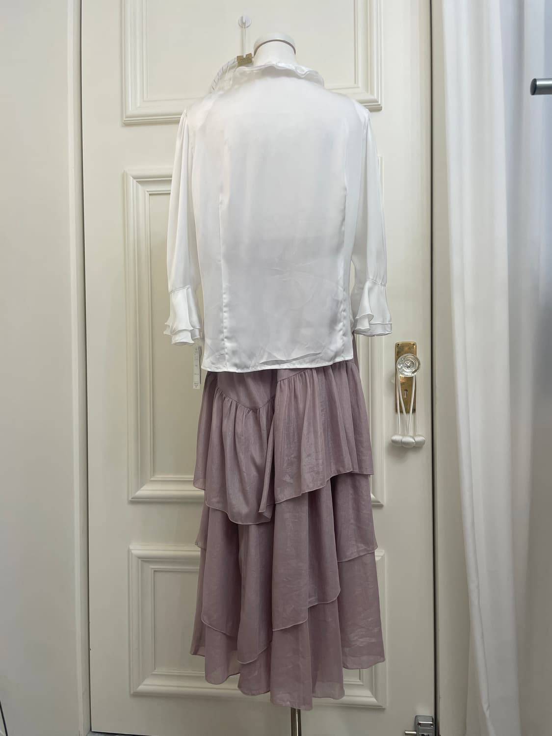 dark lavender shirring layered long skir 상품이미지8
