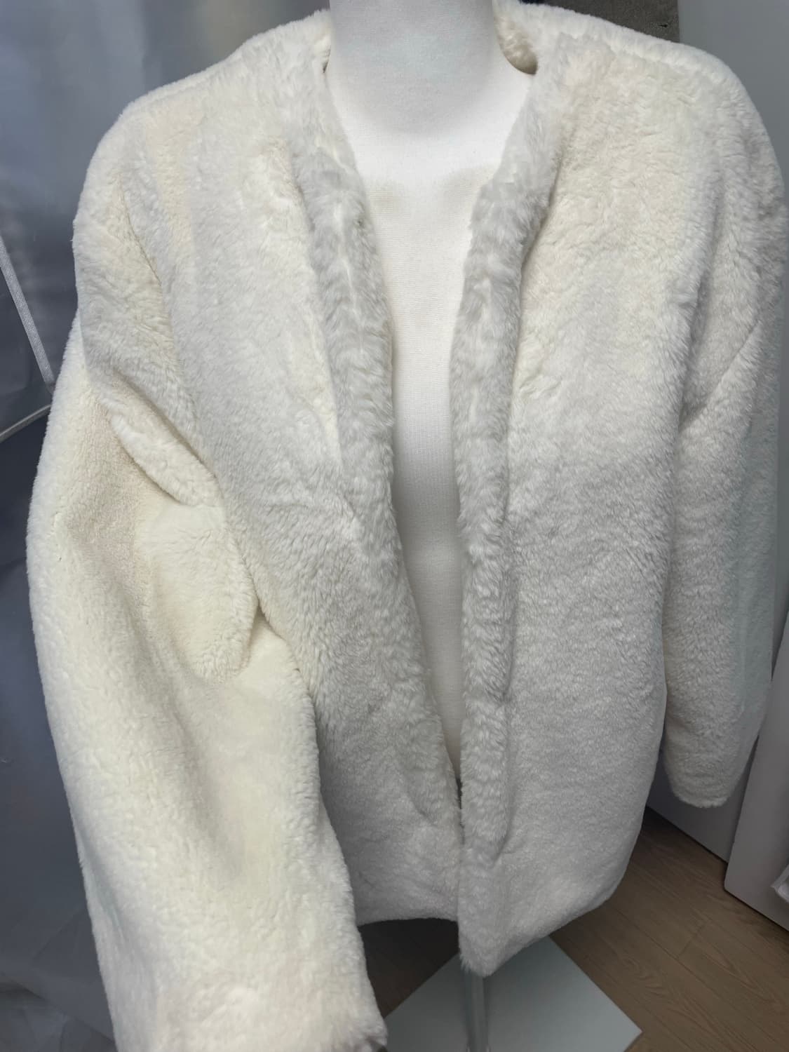 9nine 디자이너 브랜드 화이트 퍼자켓 아이보리 퍼자켓 하프코트 상품이미지2