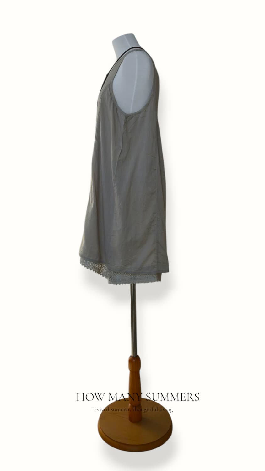 핀턱 레이스 나시 원피스 베이지 면 튜닉 상품이미지2