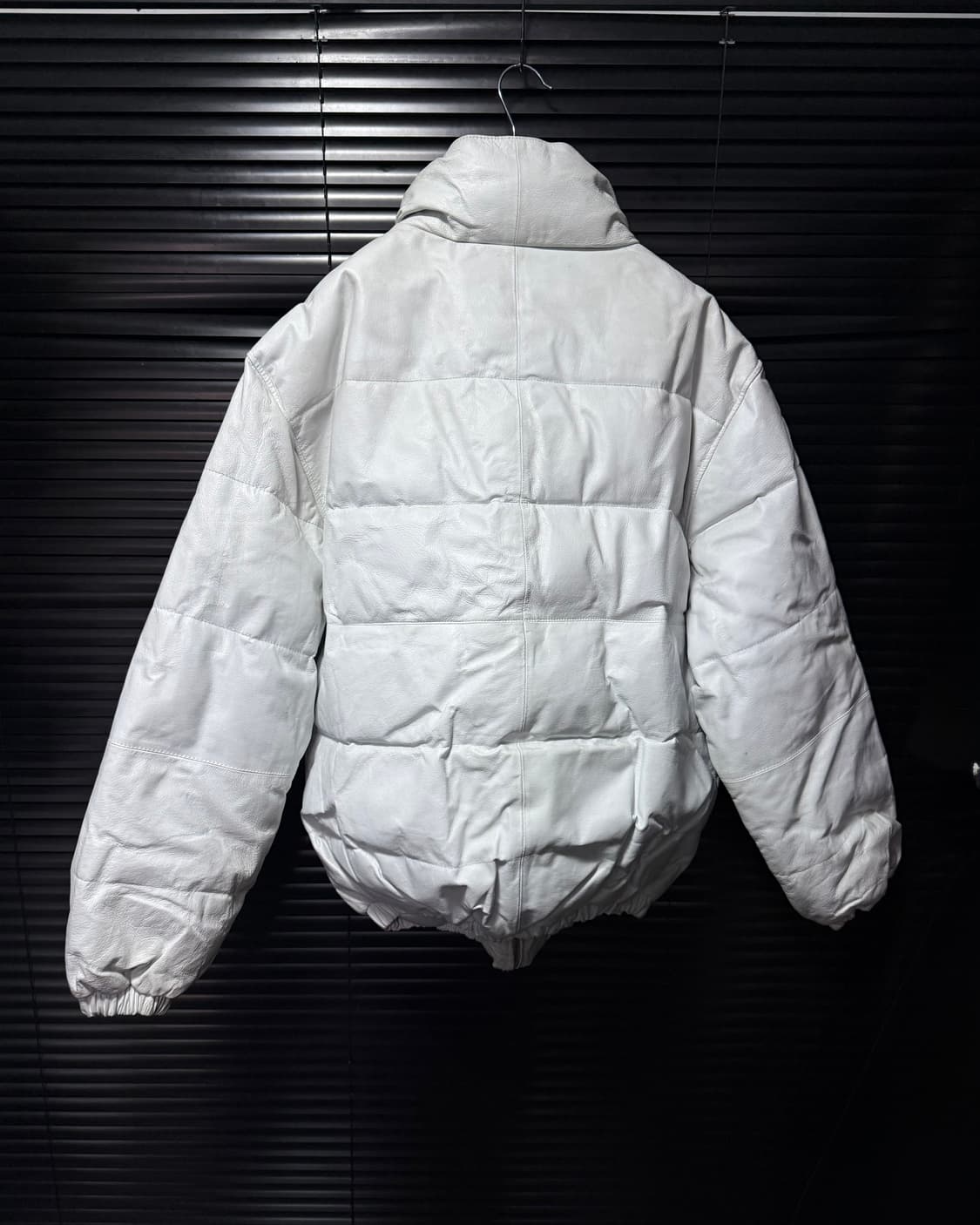 AVENUE 화이트 흰색 하이넥 소가죽 가죽 레더 패딩 점퍼 2XL 집업 상품이미지3