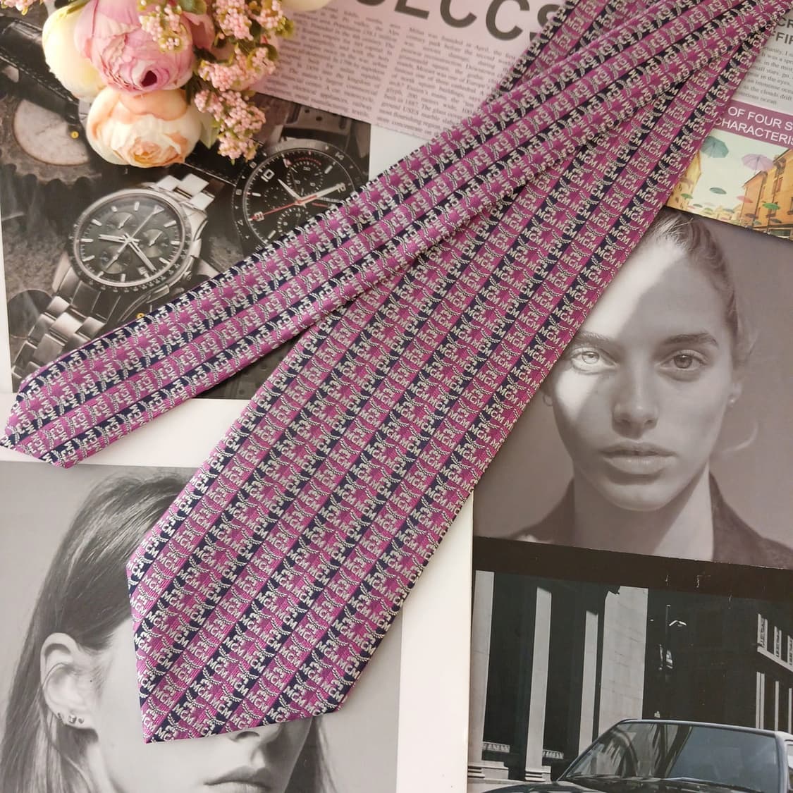 MCM 실크 올오버 로고 패턴 넥타이 9.3cm A+등급 A19068
 상품이미지3