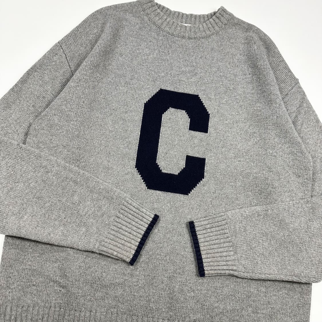 커버낫 C로고 그레이 크루넥 울 니트 (M) 상품이미지3
