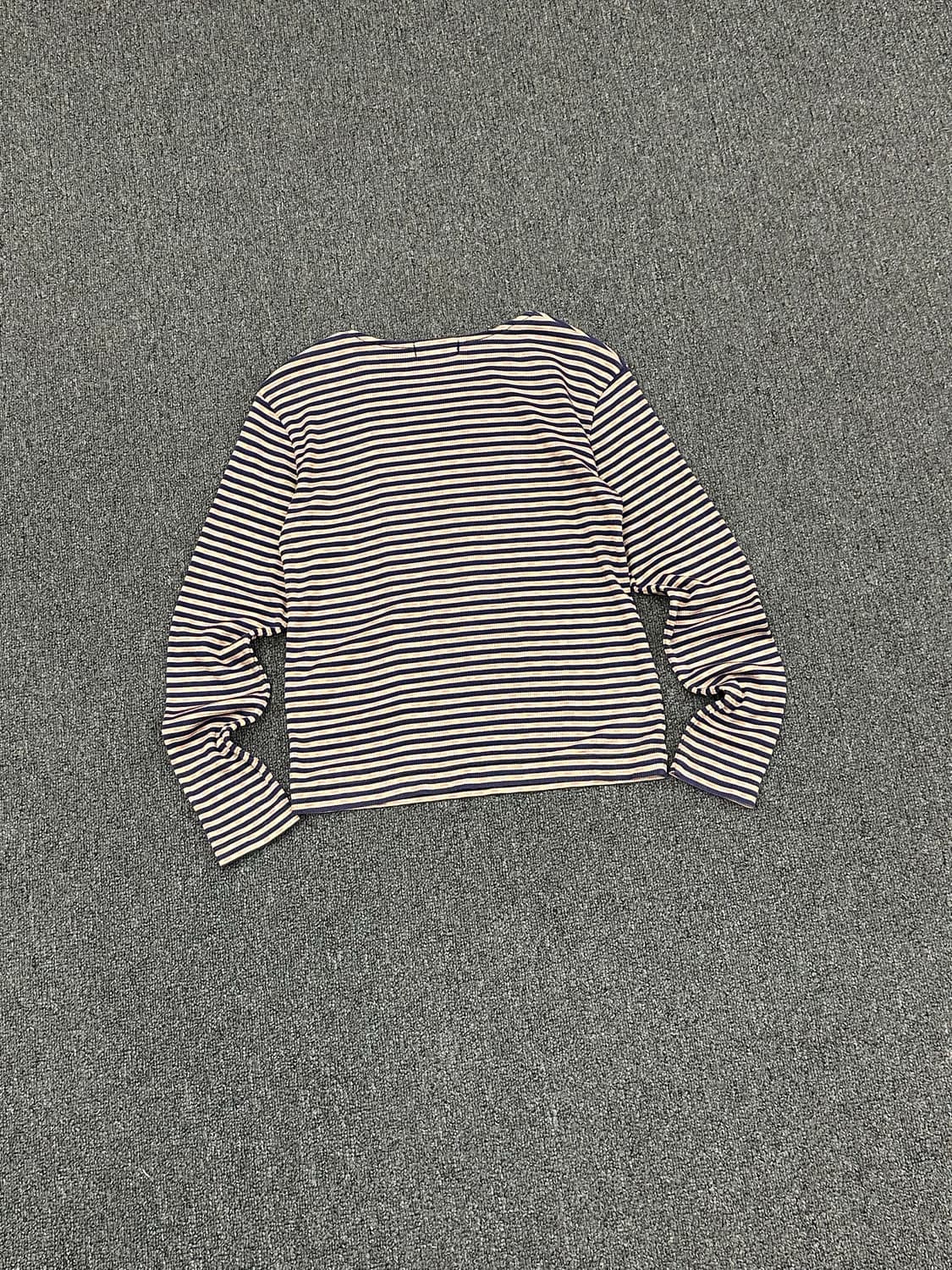 S)Japanese vintage 여성 스트라이프 골지 롱슬리브 상품이미지4