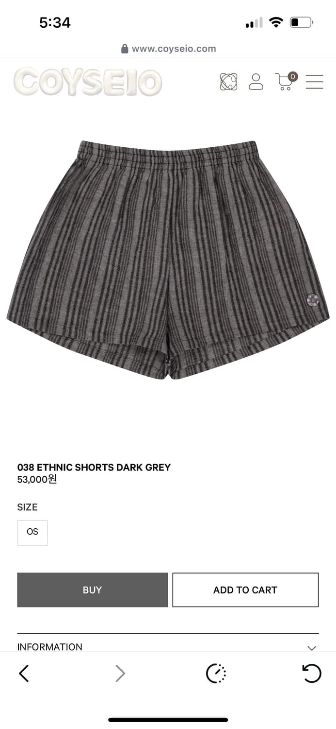 coyseio 038 ETHNIC SHORTS DARK GREY 상품이미지1