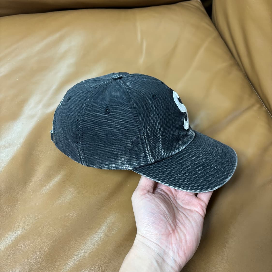 슈프림 S로고 6패널 볼캡 모자 피그먼트 워시드 블랙 상품이미지3