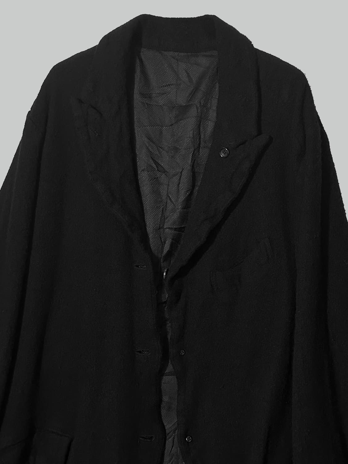 꼼데가르송 옴므 플러스 사선 축융 울 롱코트 상품이미지5