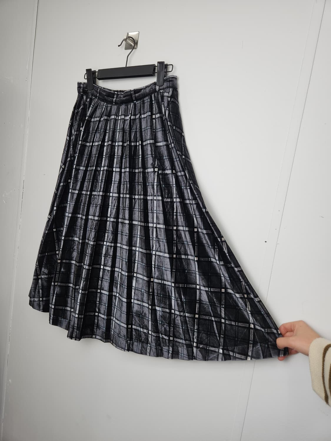 벨벳 체크 롱 스커트 상품이미지8