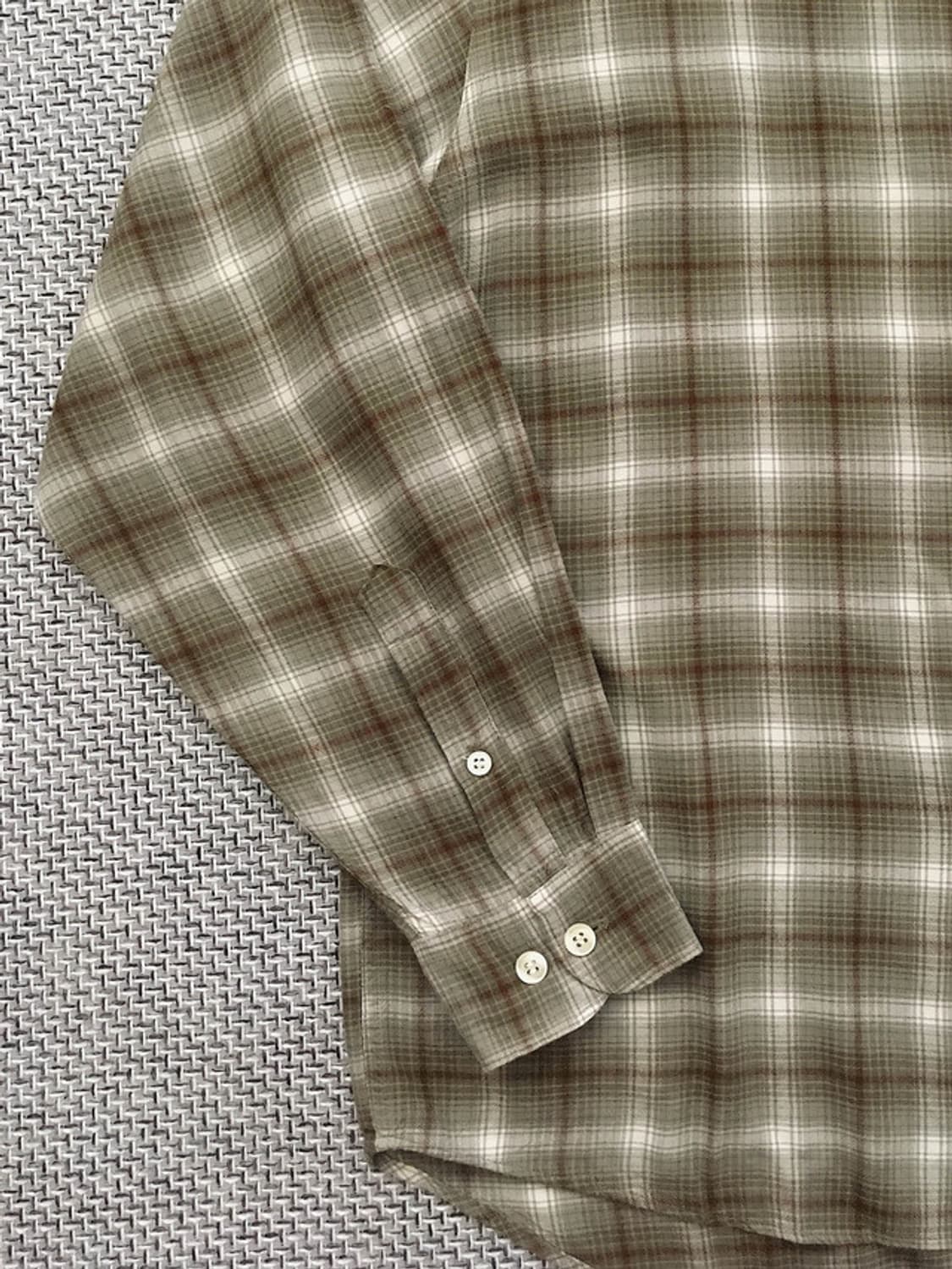 90s khaki brown Ombre check Rayon shirts 상품이미지4