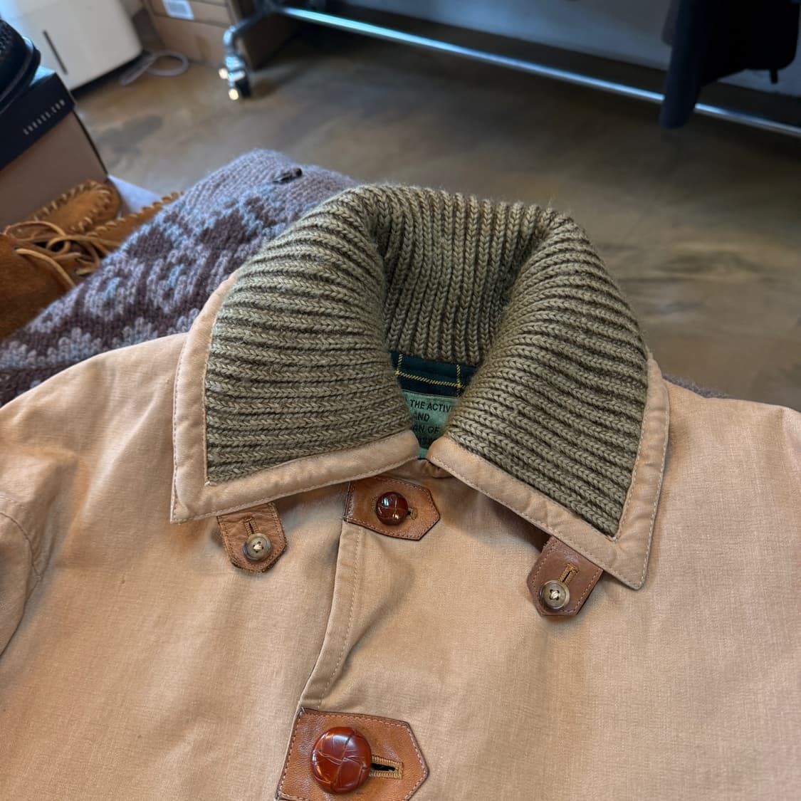 VAN JAC 스웨터 카라 싱글 코트 상품이미지4