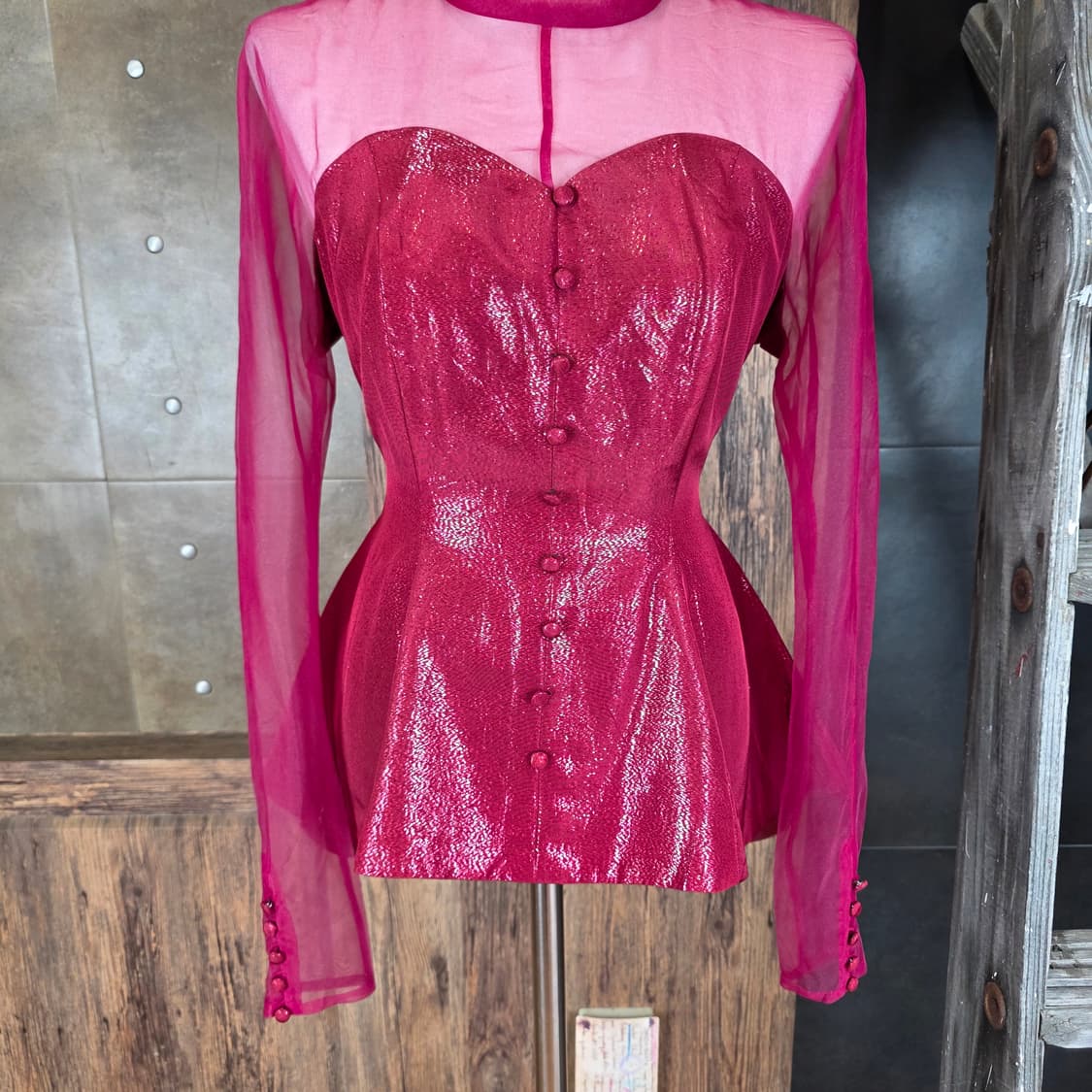 CRAZY DRESS 시스루 페플럼 블라우스 상품이미지3