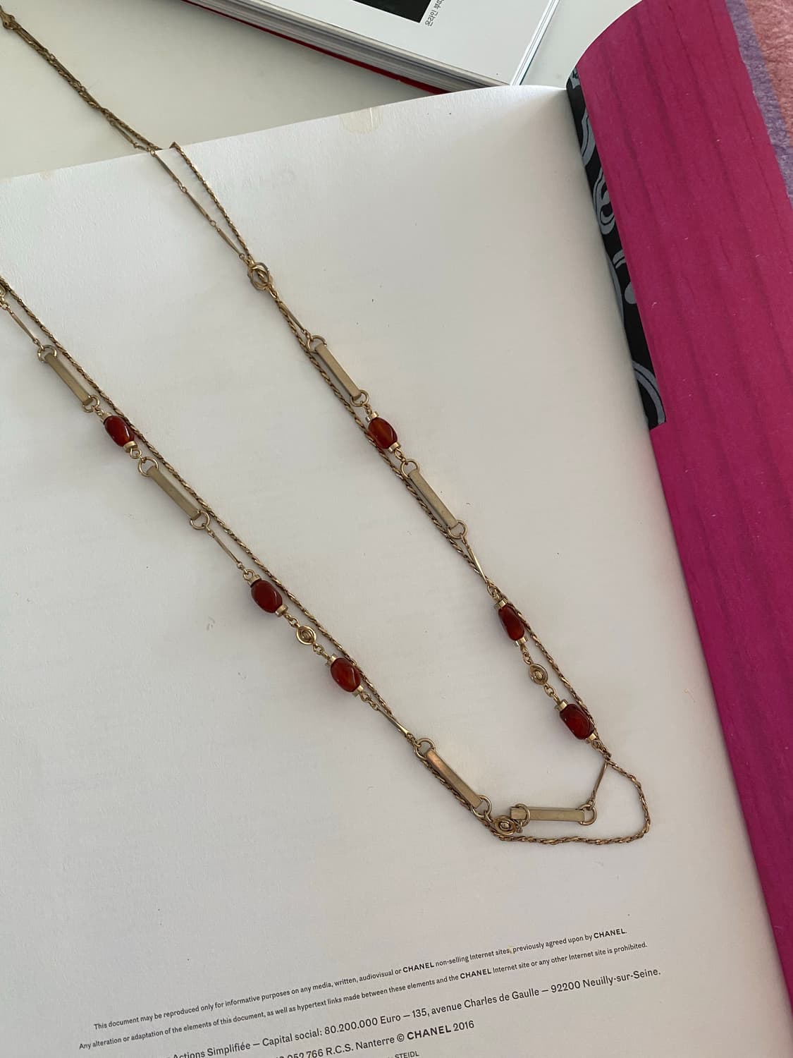 골드체인 오렌지바 롱 체인 목걸이 빈티지 수입 주얼리  상품이미지9