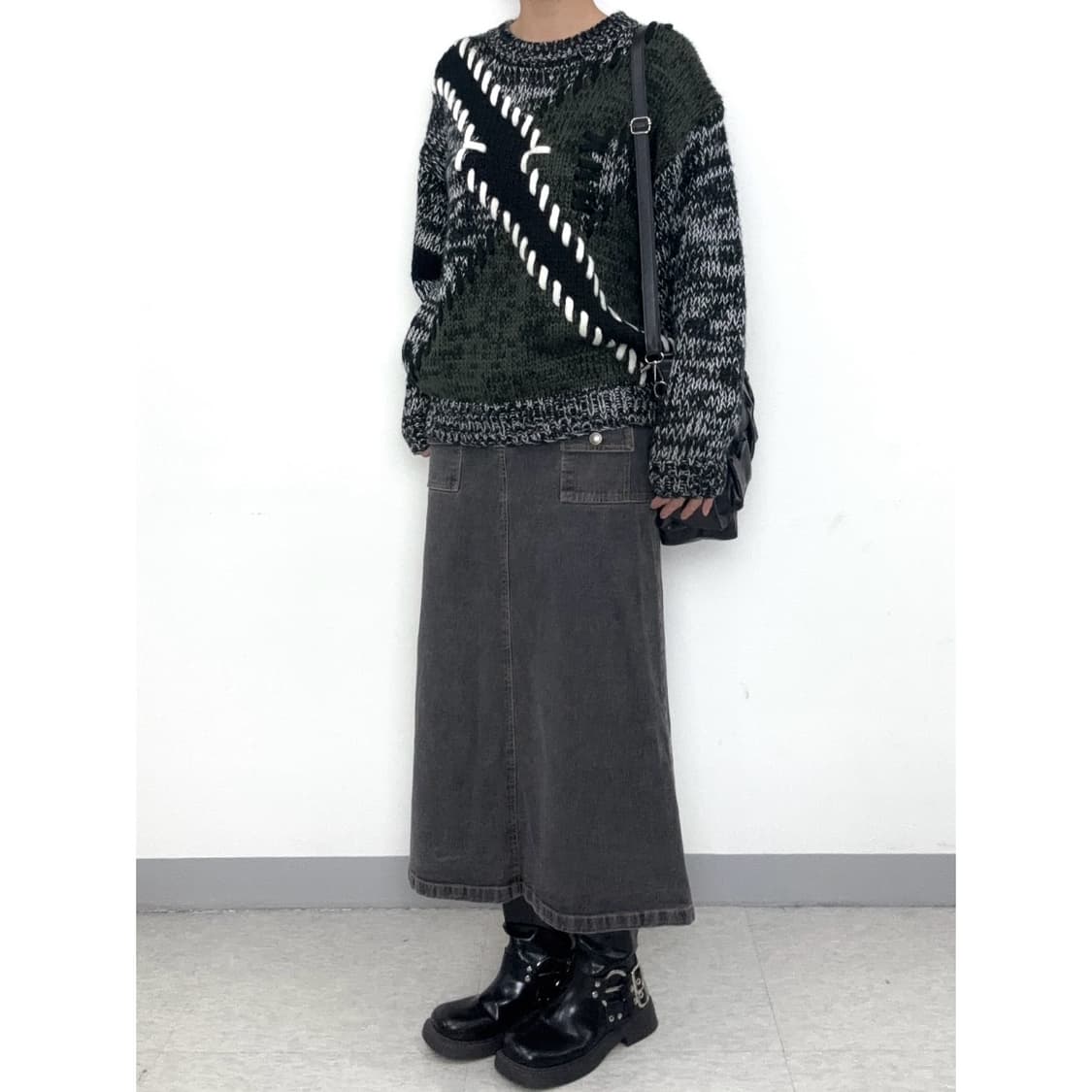 빈티지 흑청 데님 스커트 상품이미지2