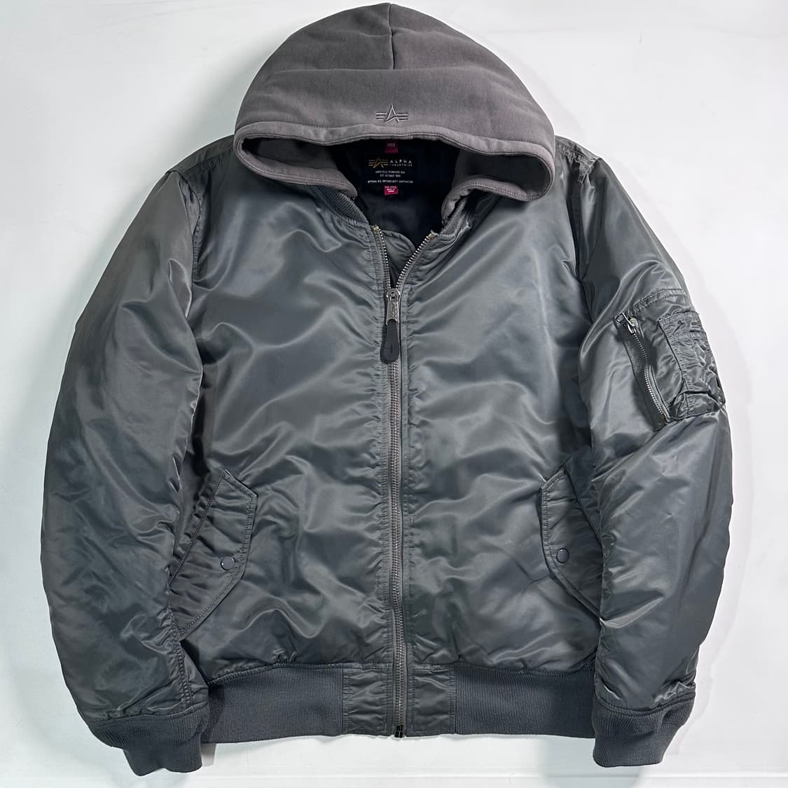 알파인더스트리 그레이 후드 ma-1 자켓 상품이미지1