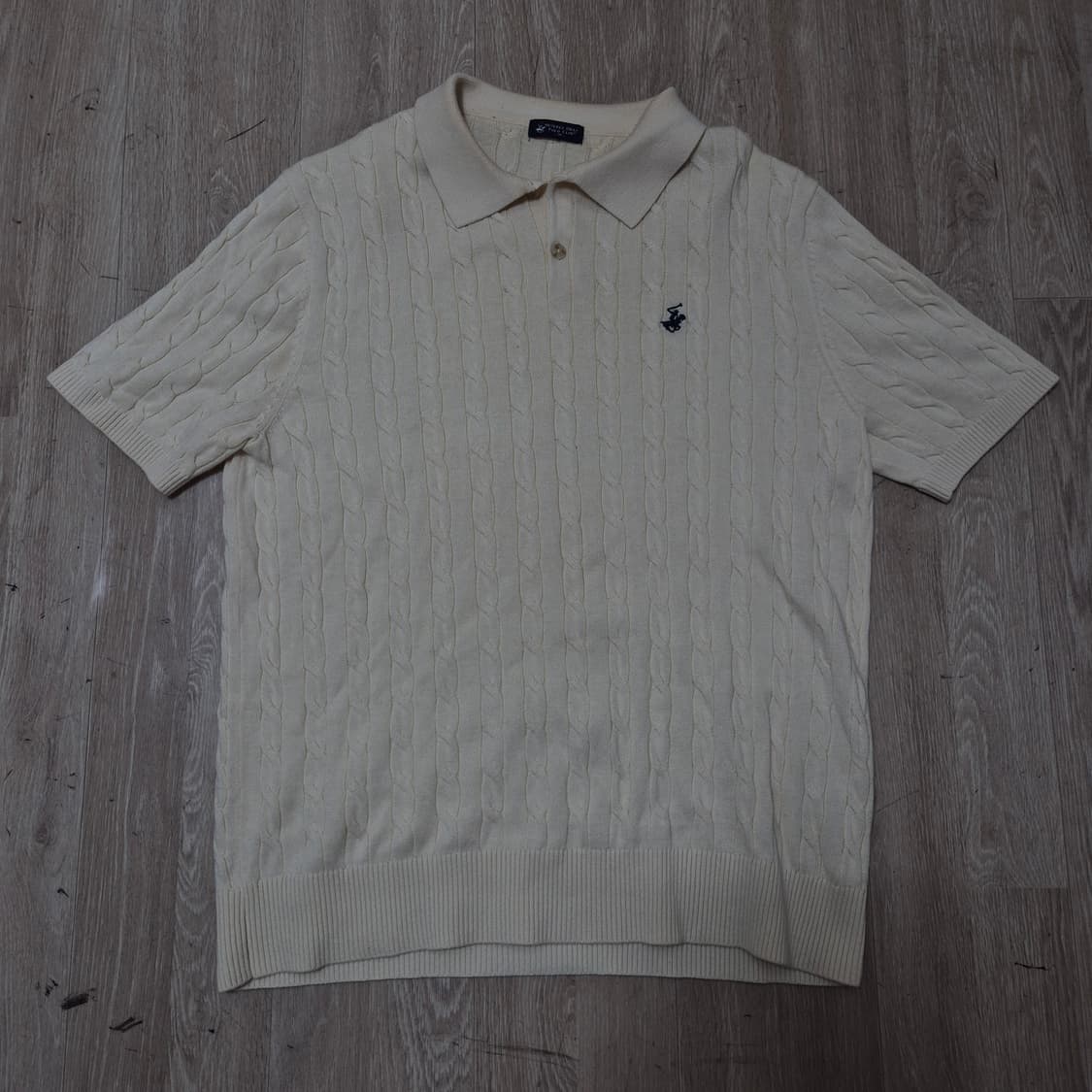 비버리리힐즈폴로클럽 자수로고 카라 케이블 꽈배기 니트 L(100) 상품이미지1