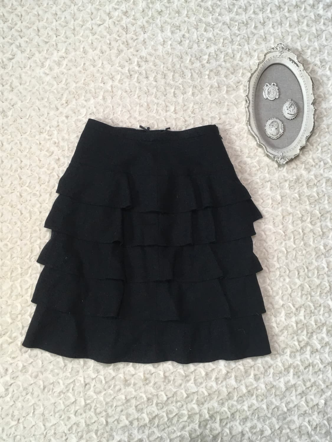 jpn vintage black frill cancan wool sk 상품이미지1