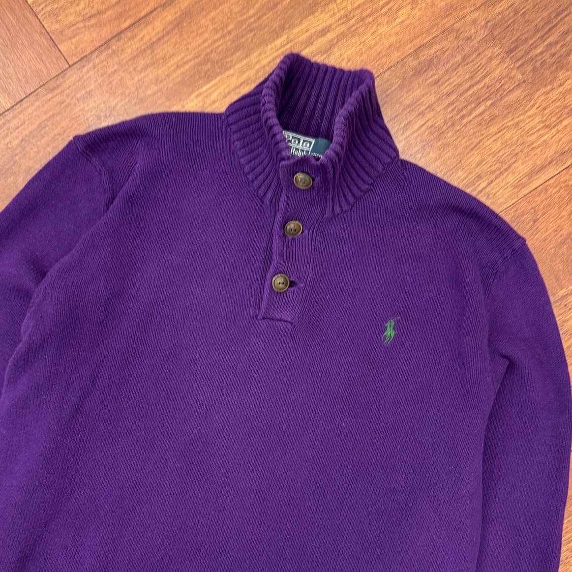 M(100) 폴로 랄프로렌 퍼플 스냅 버튼 니트  상품이미지2