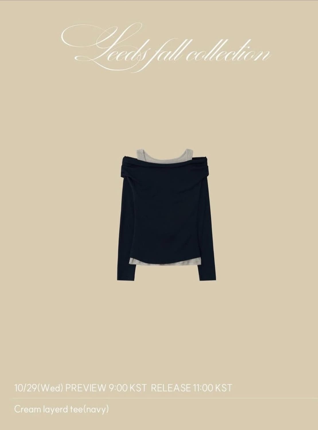 구해요)리즈 leeds 더위시 크림 레이어드 티 네이비 상품이미지1