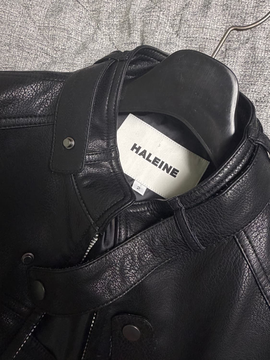 HALEINE 알렌느 벨티드 레더 바이커 자켓 블랙 사이즈 2 상품이미지3