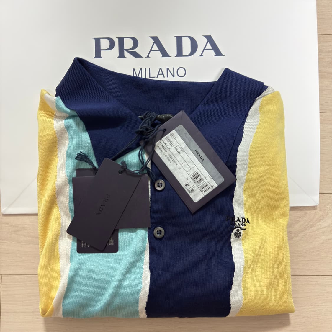 PRADA 프라다 실크 피케(폴로) 반팔 셔츠 큰사이즈 54 새상품 상품이미지5