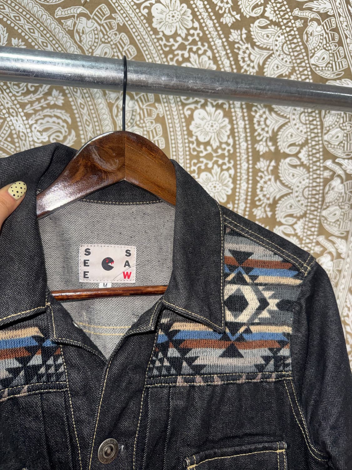 SEESAW 에스닉 나바호 흑청 데님 트러커  상품이미지4