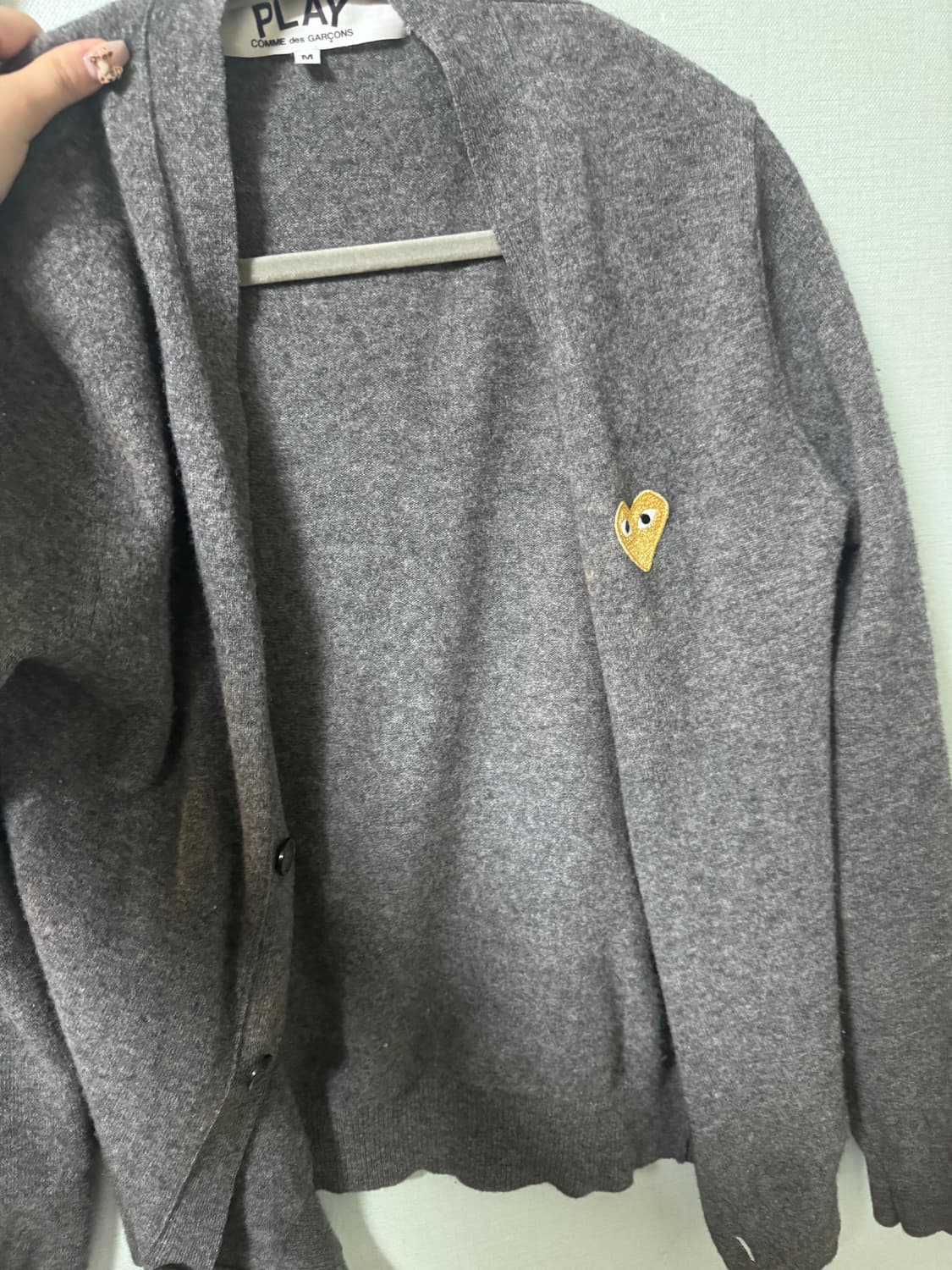 꼼데가르송 플레이 그레이 가디건 골드와펜 M 상품이미지2