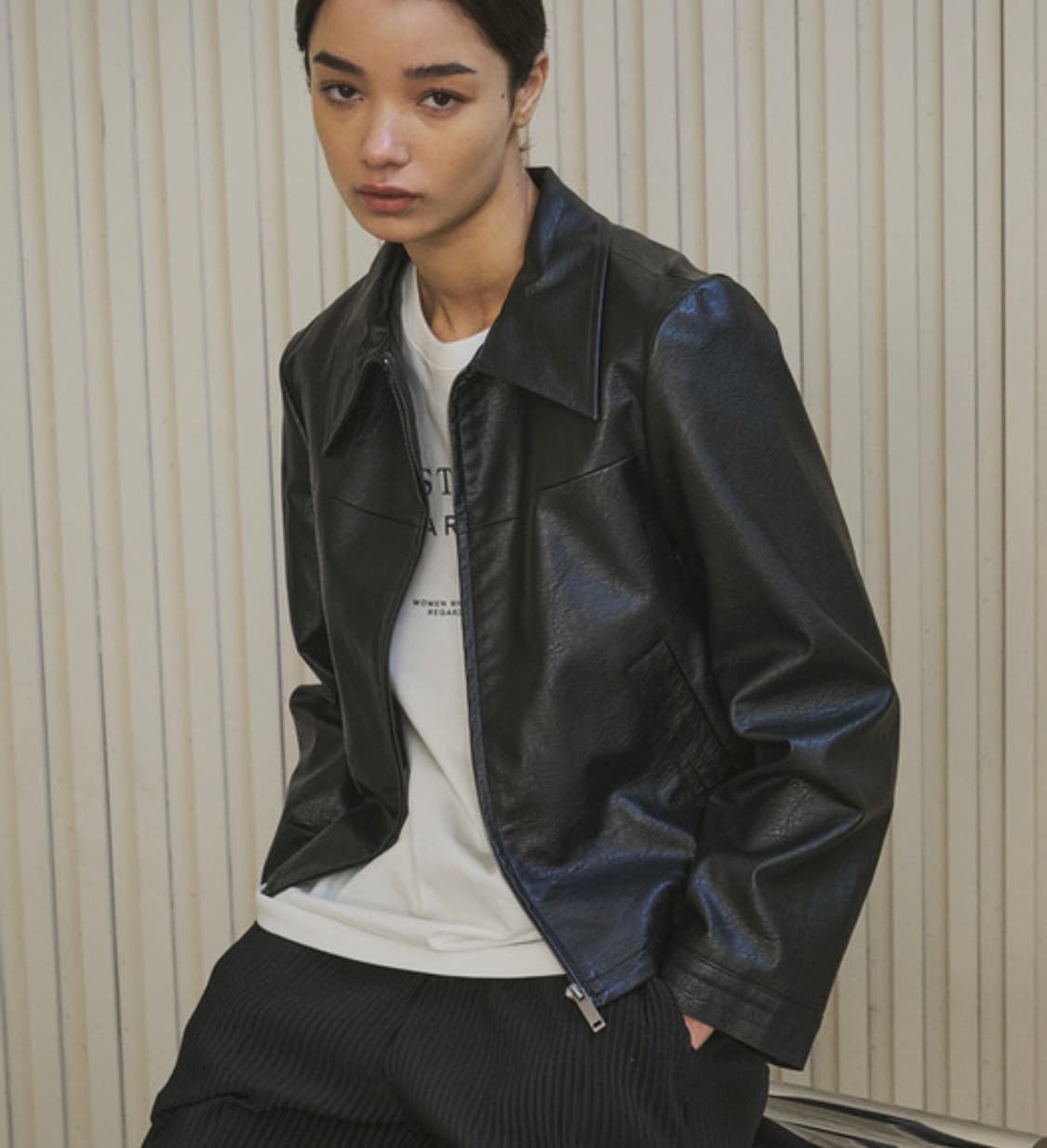시야쥬 페이크 레더 자켓 상품이미지2