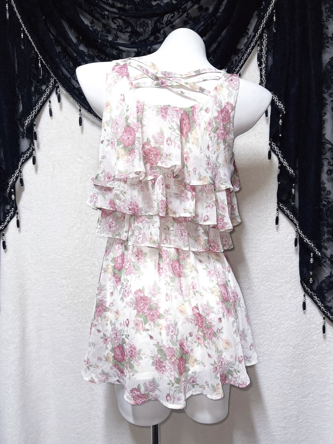 세실맥비 히메카지 플라워 쉬폰 프릴 나시 원피스 페어리 로걀 로맨틱갸루 상품이미지6