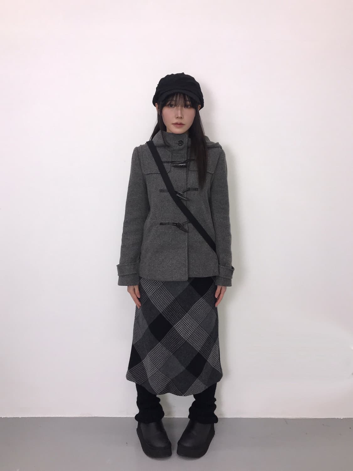 GU Japan Charcoal Hooded Duffle Coat 상품이미지1