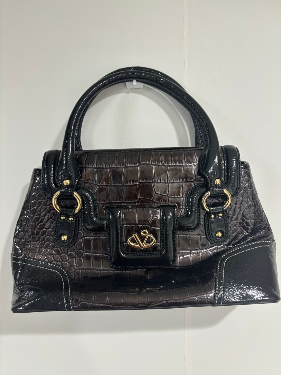 [이태리산] 비제바노(Vigevano)천연가죽 악어패턴 핸드백 상품이미지1