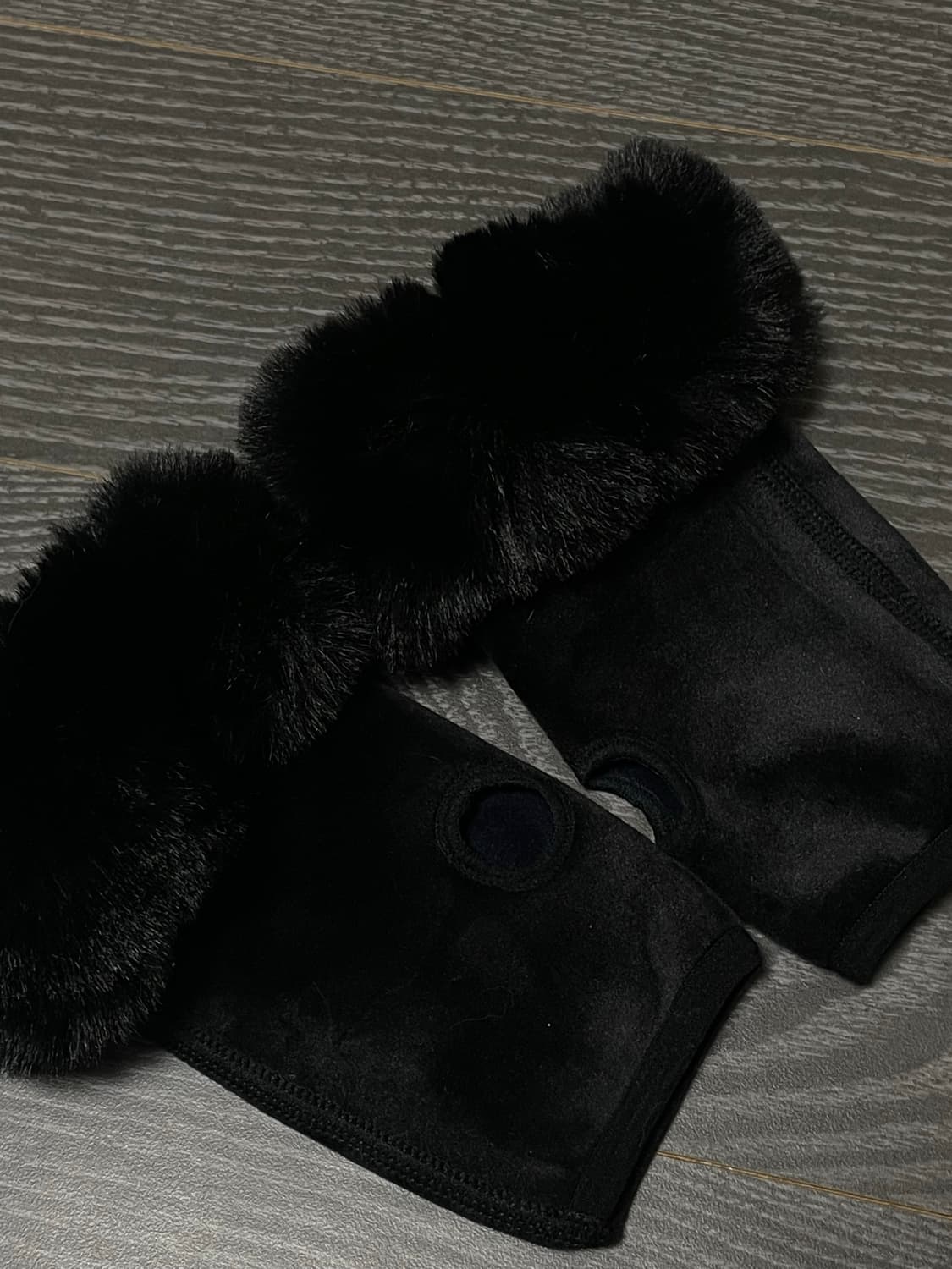 갸루 리본 큐빅 블랙 퍼 핸드워머 장갑 상품이미지3