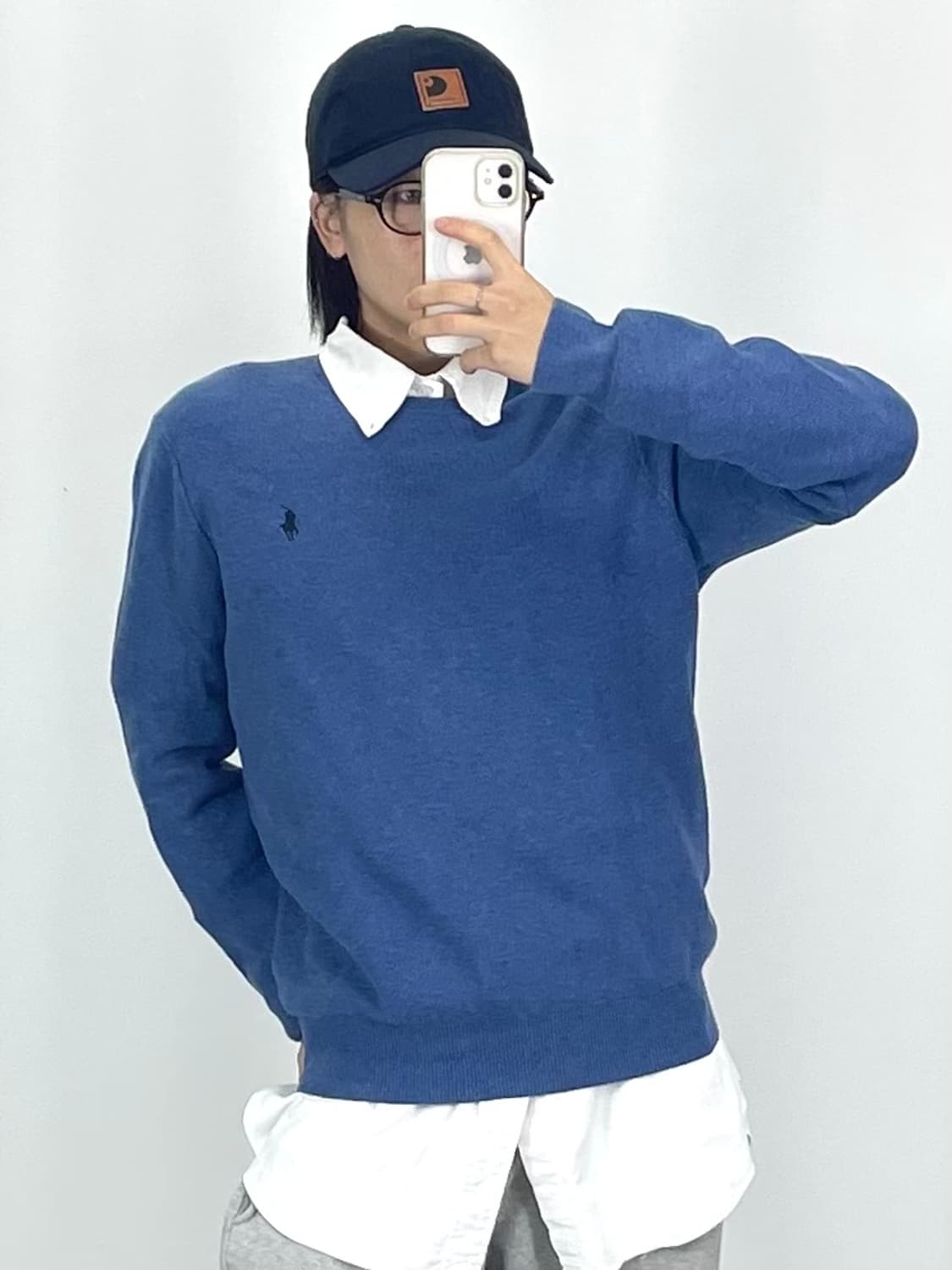 [M]폴로 블루 라운드 니트 CK9800 상품이미지2