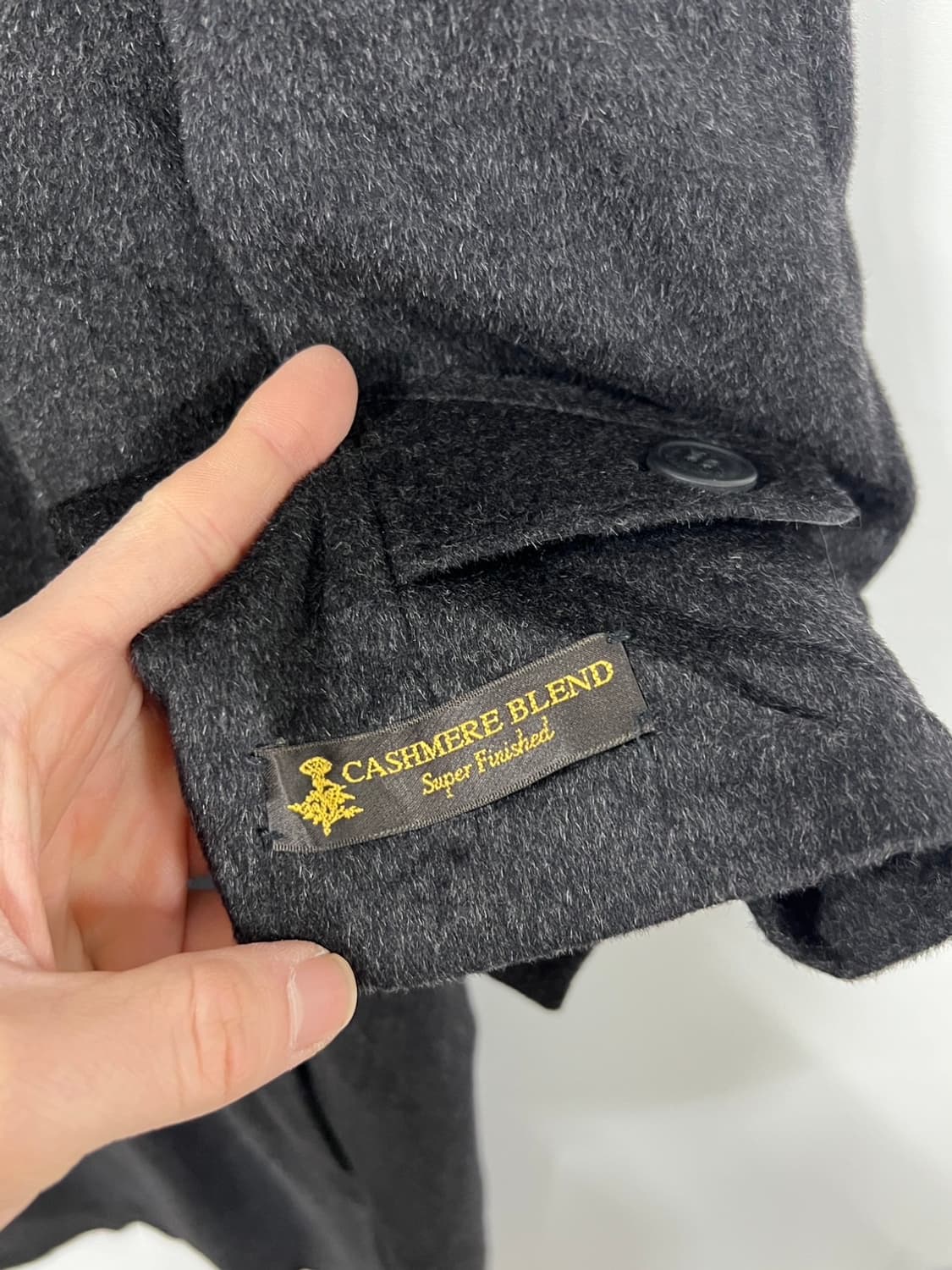 일본 빈티지 캐시미어 블렌드 차콜 발마칸 코트 상품이미지4