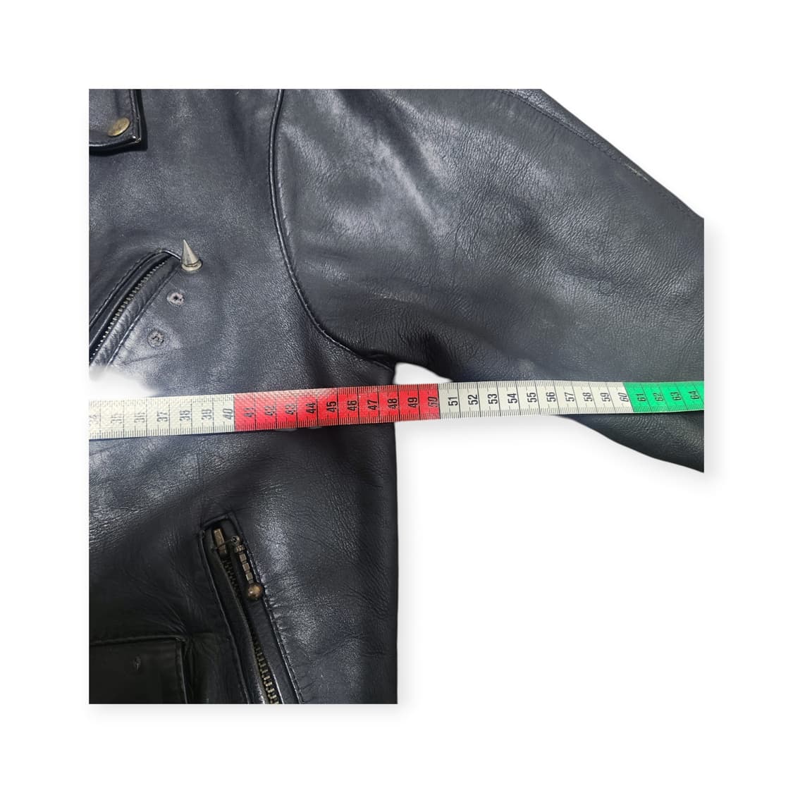 M)MONDO LUI 빈티지 블랙 소가죽 자켓 해골 프린팅 라이더 자켓 상품이미지7
