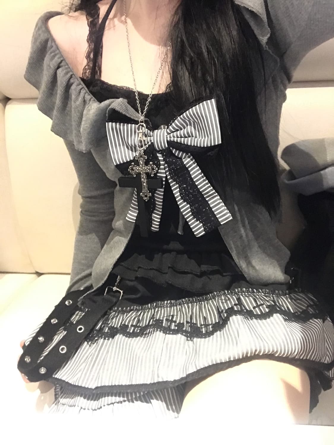 히니츠키 레이스 리본 셋업 투피스 상품이미지5