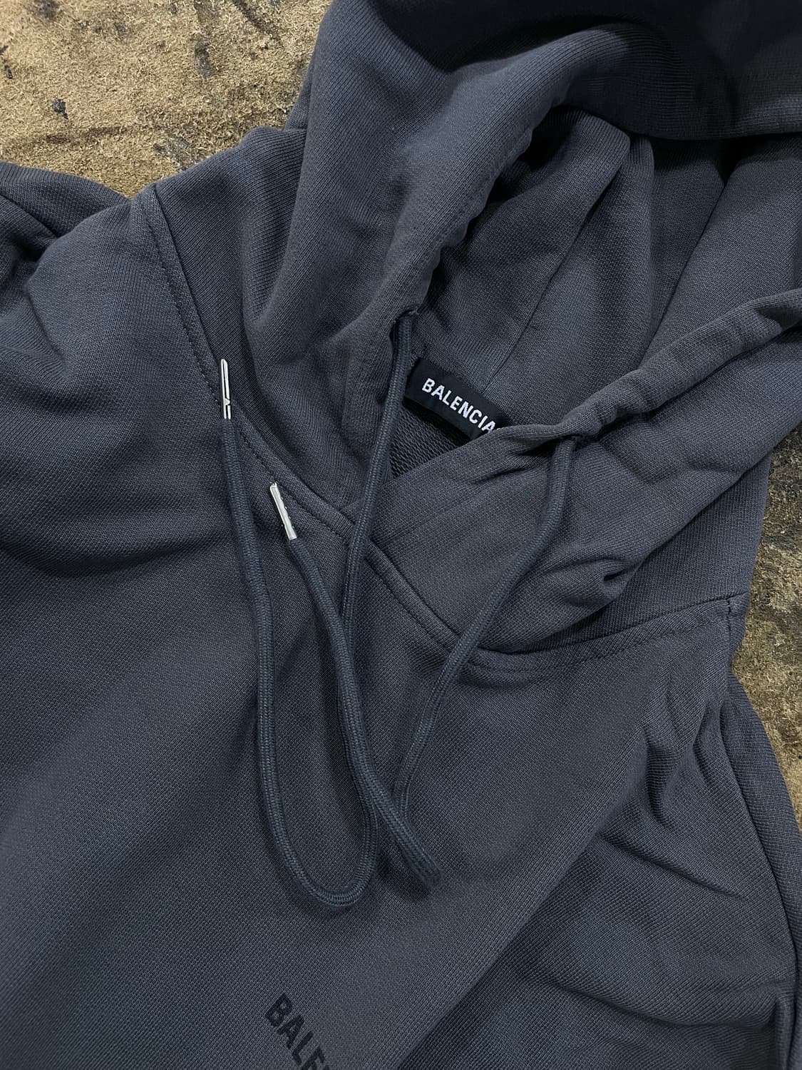 발렌시아가/그레이 피그먼트워싱 후드티(S) 상품이미지3