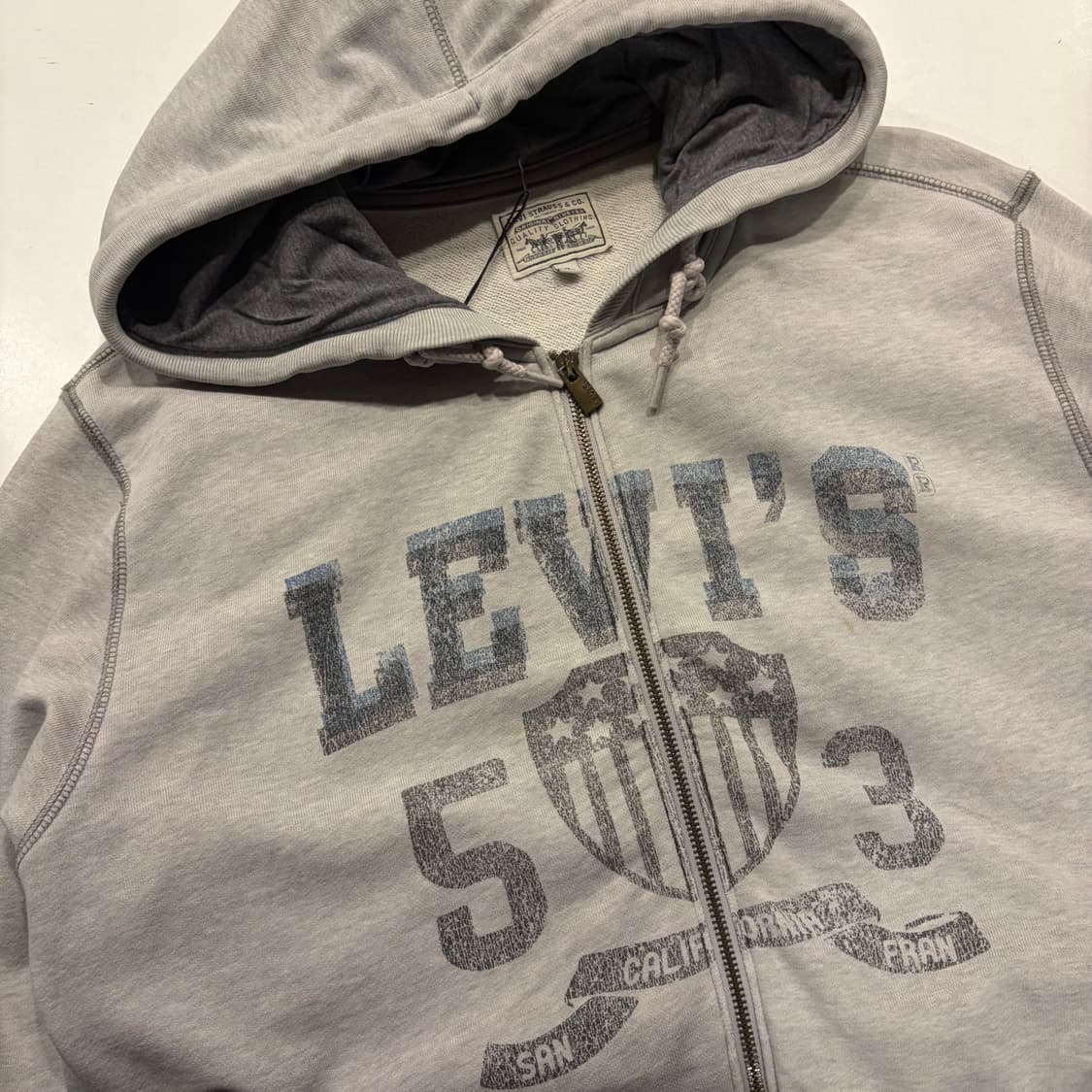 [XL] 리바이스 빅로고 그레이 스웻 후드집업 D273 상품이미지3