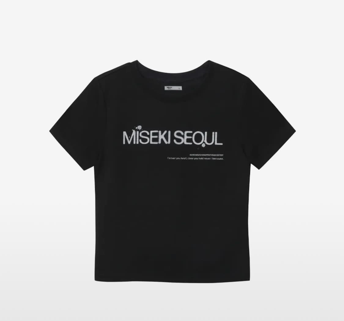 미세키서울 로고 쇼츠 슬리브 블랙 반팔 티셔츠  상품이미지1