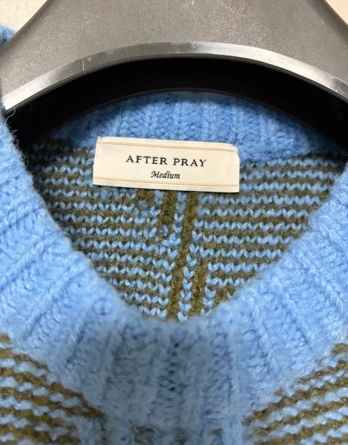 애프터프레이 헥사고날 자카드 니트 블루 M사이즈 상품이미지2