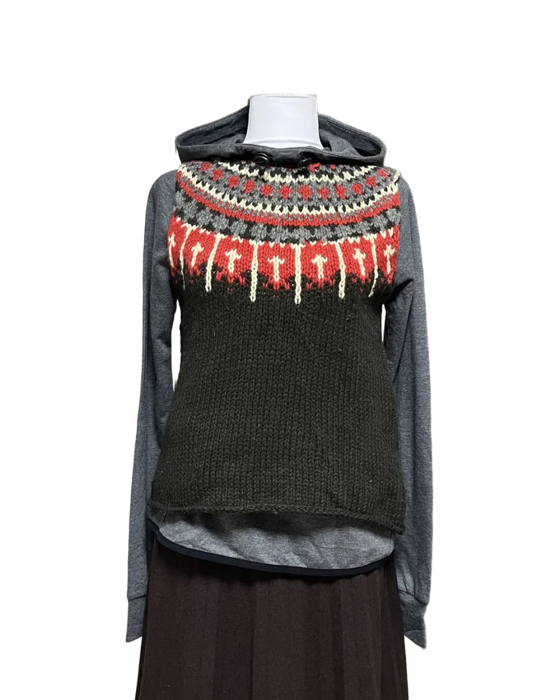 Green nordic vest 상품이미지4