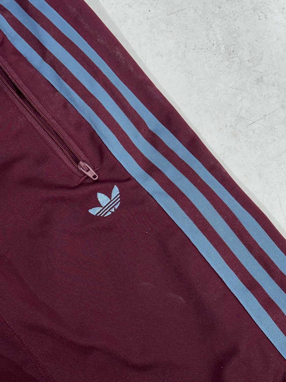 아디다스 대대장 버건디 와이드 블루 삼선 파이어버드 팬츠 추리닝 바지 L 상품이미지6