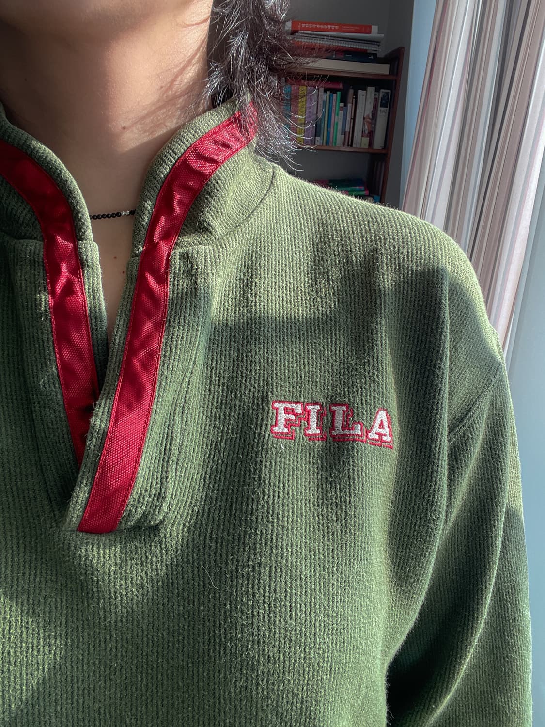 일본 FILA 휠라 빈티지 카키 롱슬리브 티셔츠 상품이미지3