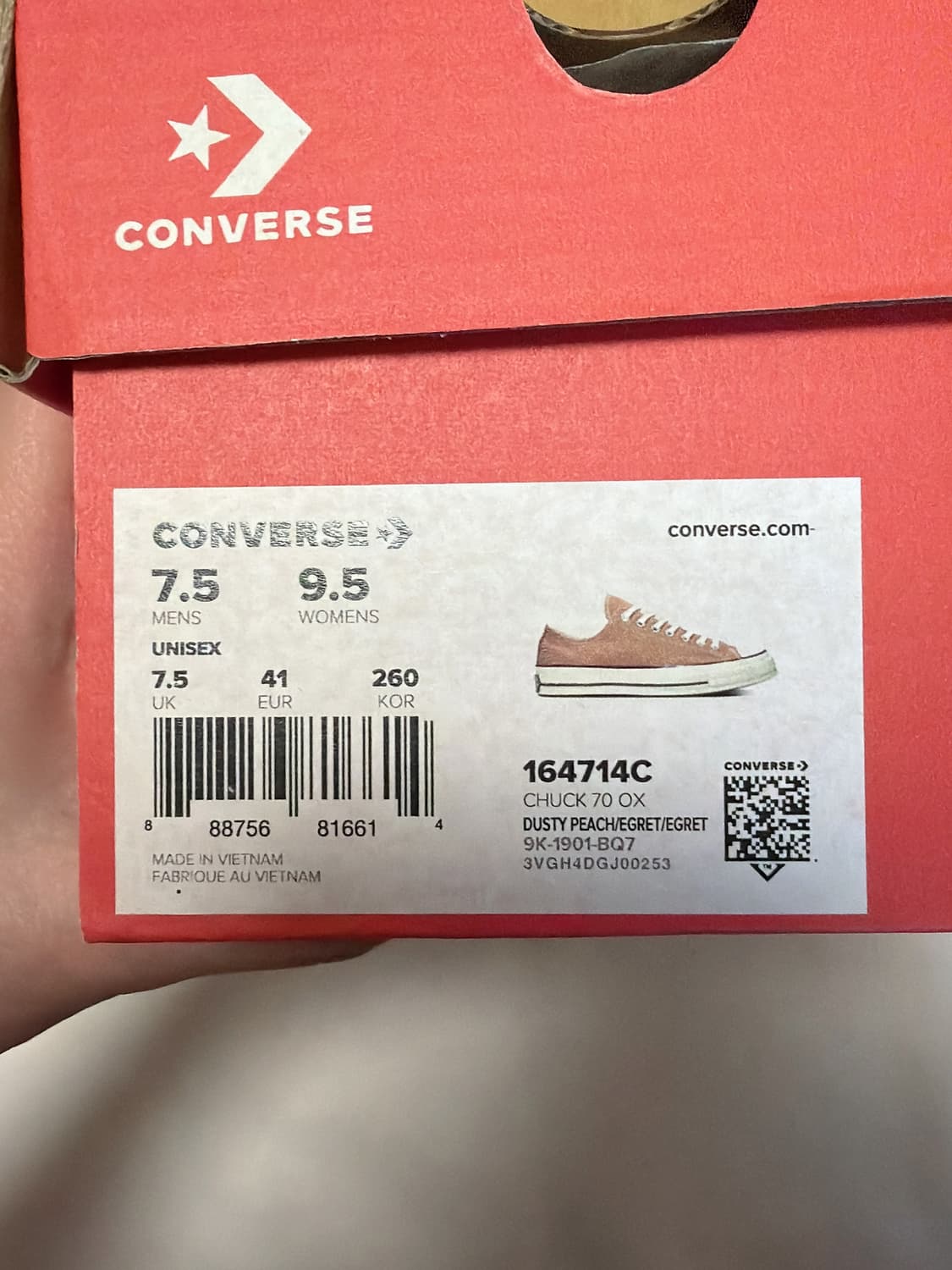 컨버스 척 70 로우 더스티 피치 255-260 사이즈 판매합니다. 상품이미지8