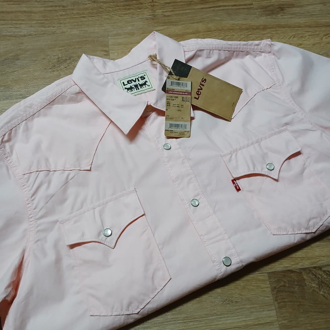 미사용 일본판 리바이스 levis 연핑크 웨스턴 반팔 셔츠 남방 상품이미지1