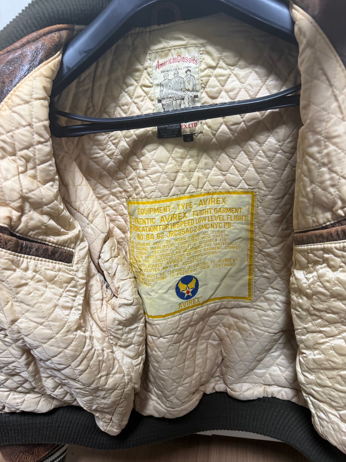 아비렉스 바시티 가죽자켓 브라운 xs 상품이미지3