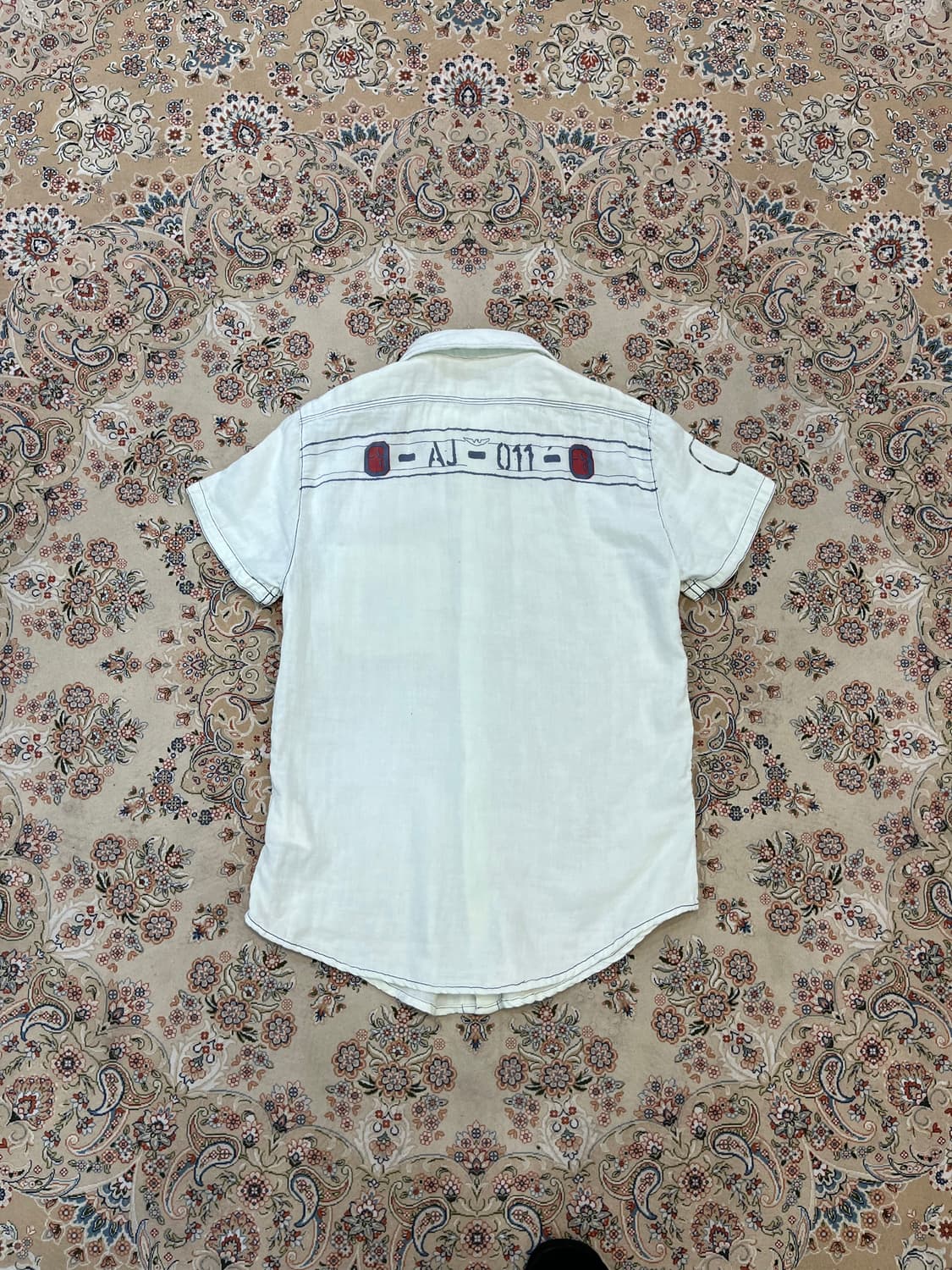 아르마니 진스 로고 프린팅 린넨 반팔 셔츠 상품이미지2