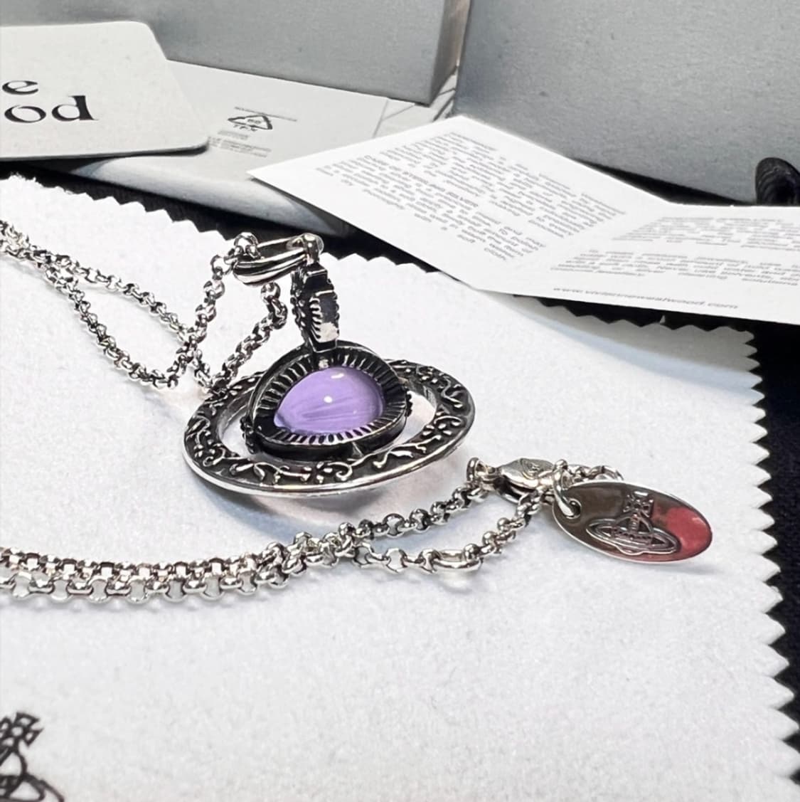 비비안웨스트우드 아카이브 퍼플 자수정 엔틱 3d orb 팬던트 목걸이 상품이미지3