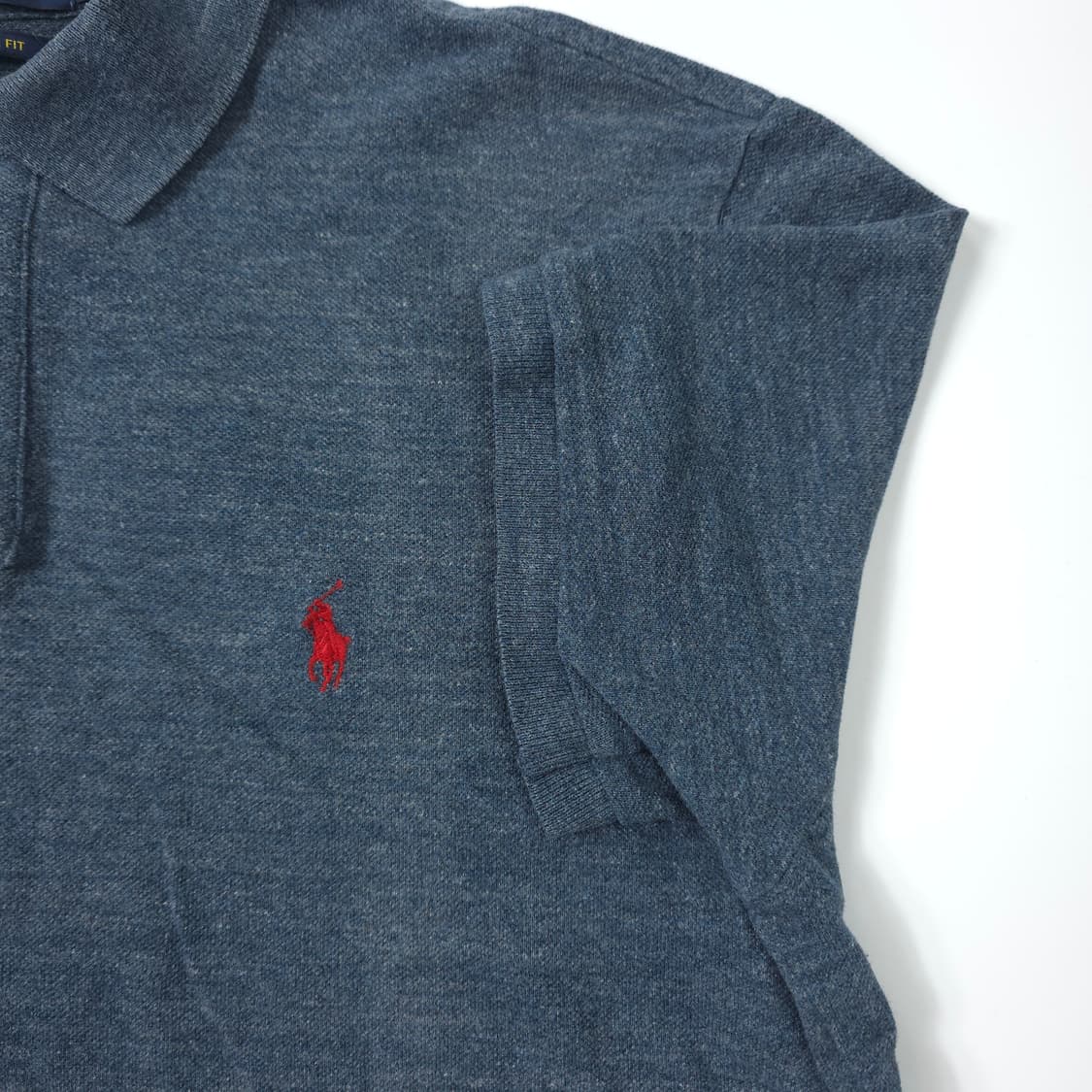 폴로 랄프로렌 커스텀핏 코튼 반팔카라티 네이비 (L) 상품이미지3